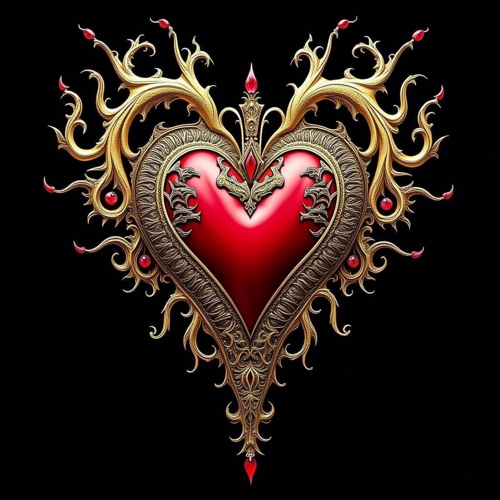 Surreal Valentine Heart in Opulent Cyberpunk Style