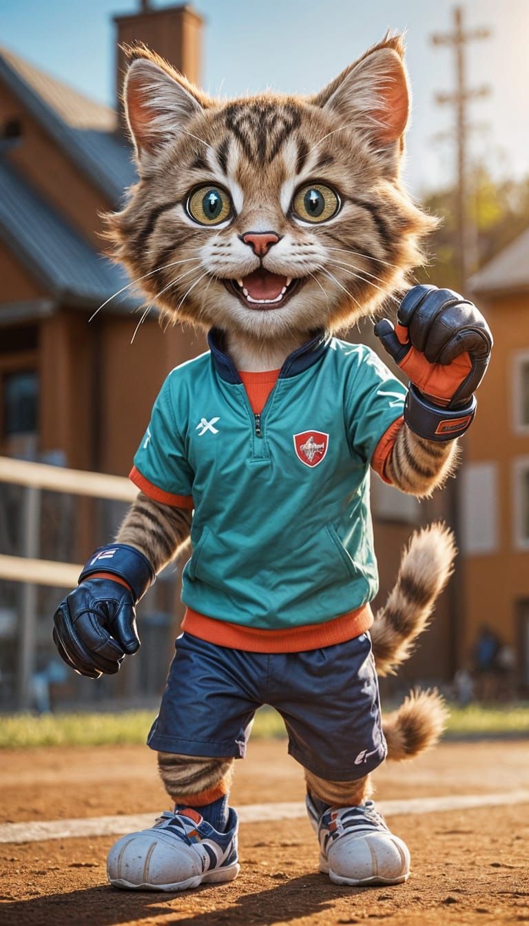 Vibrant Kitten Athlete in Sports Gear