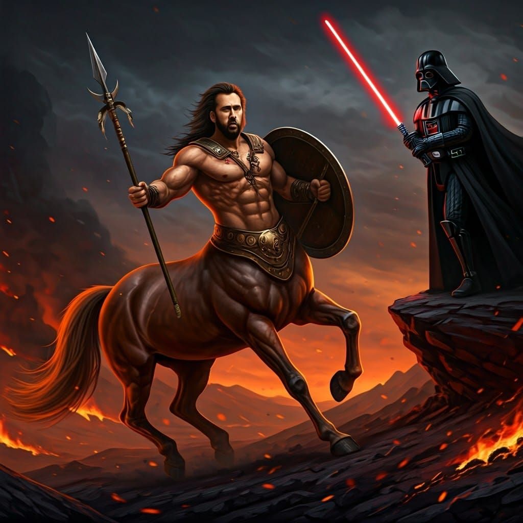 Epic Battle: Nicolas Cage Centaur vs Darth Vader
