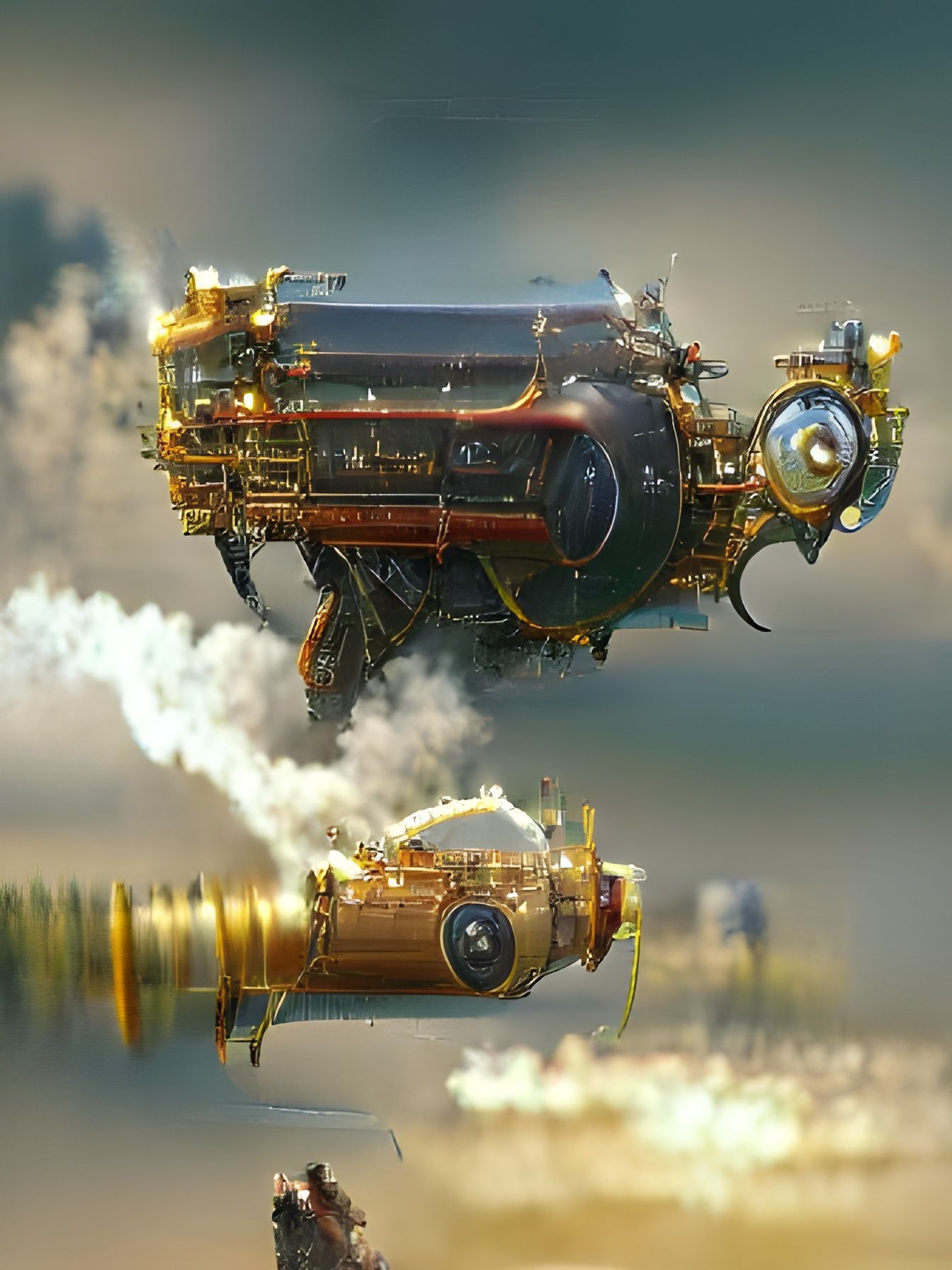 Steampunk Rocket Ship Launch: 8K Concept Art
