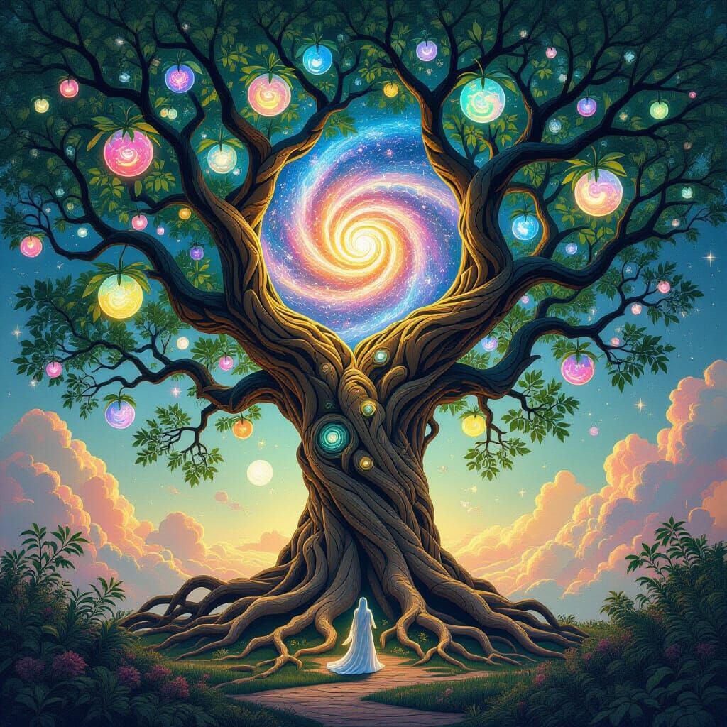 Cosmic Tree of Galaxies in Baroque Art Nouveau