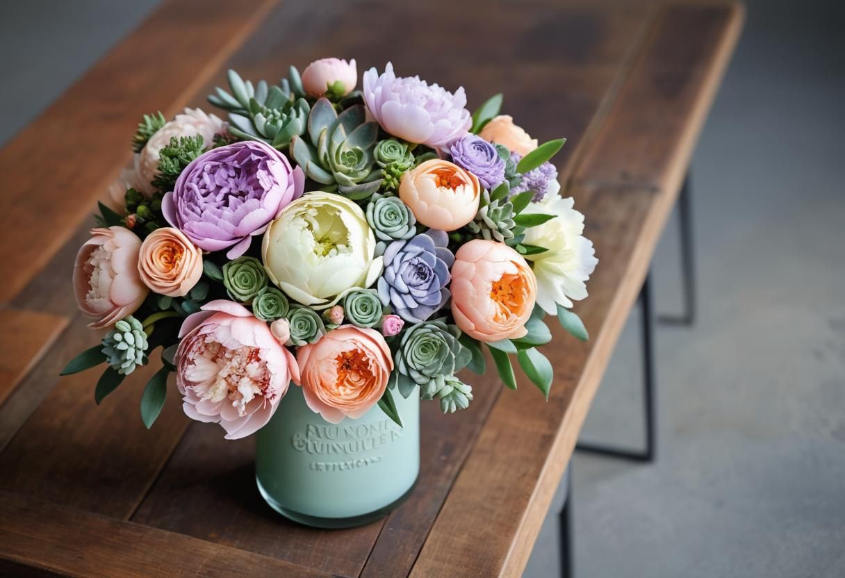 Vibrant Floral Bouquet with Peonies and Roses