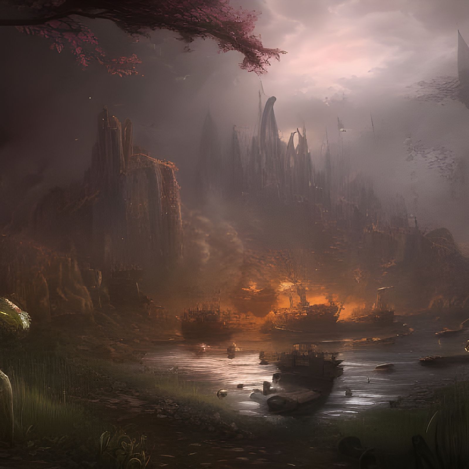 Fantastical War Scene in Detailed Matte Painting