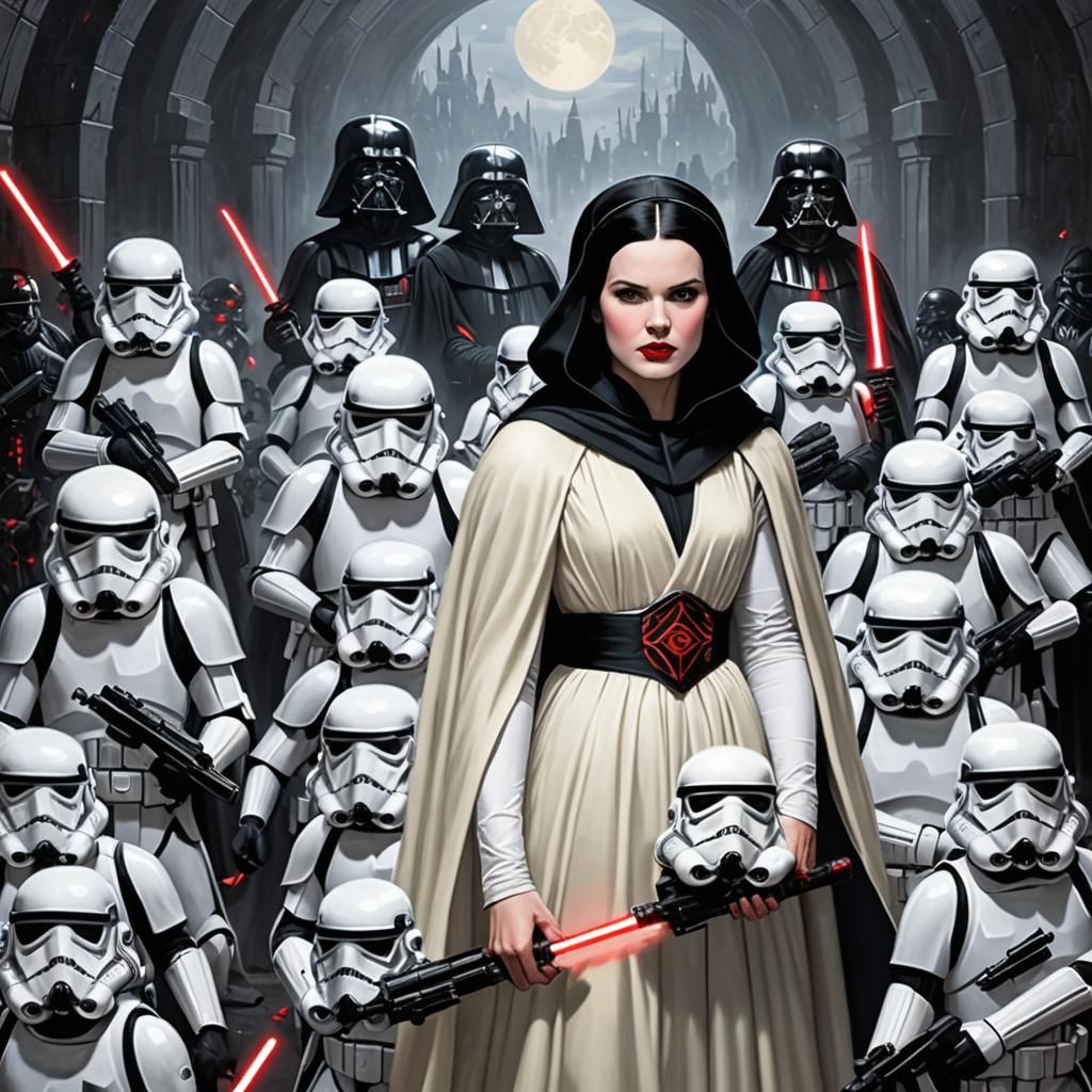 Sith Lord Snow White with Stormtrooper Retinue