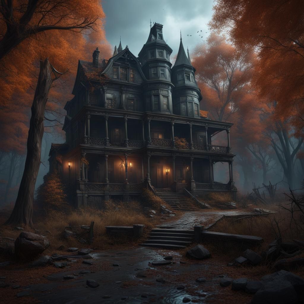 Horror Movie Scene in Detailed Matte Painting Style