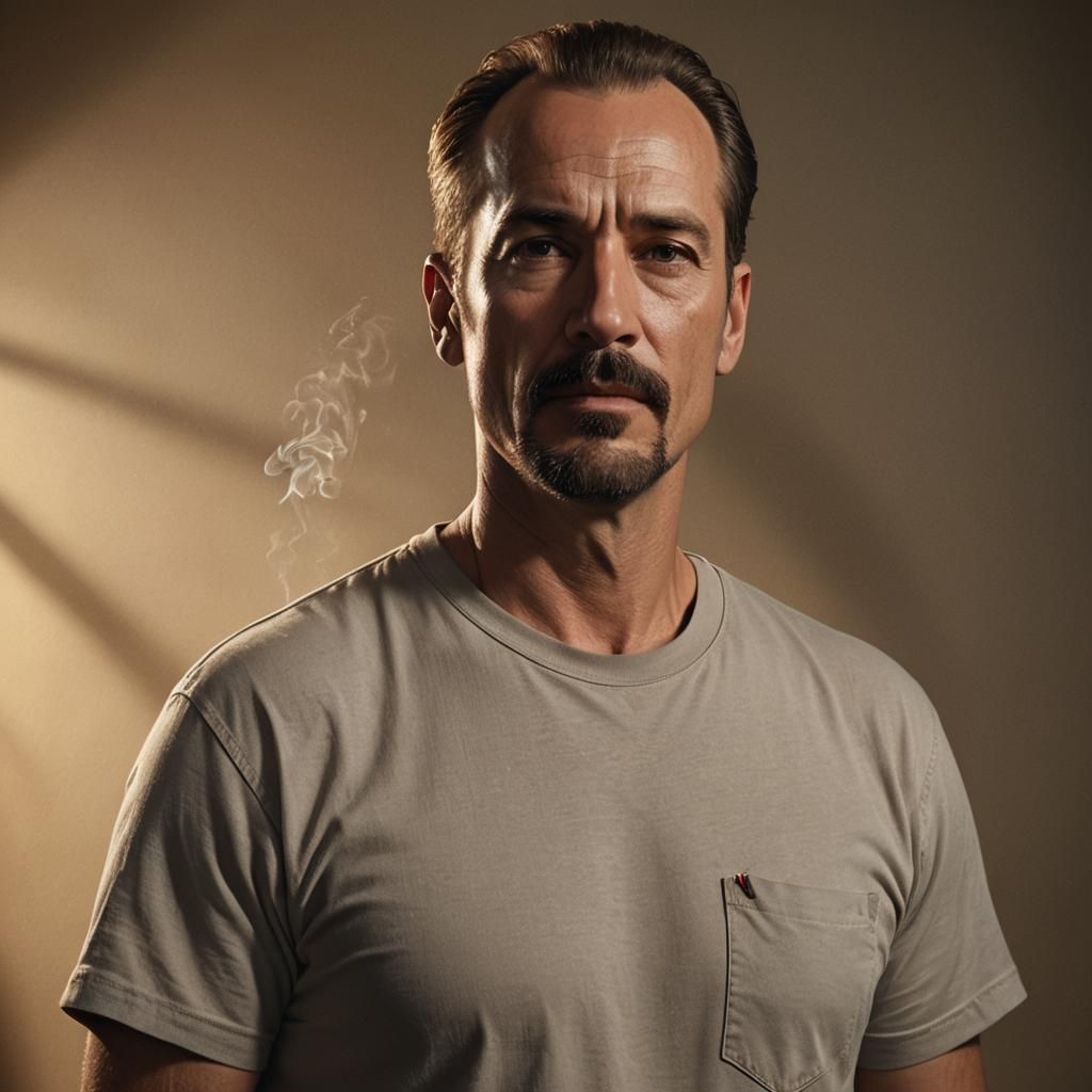 Man with Cigar: Detailed Matte Painting