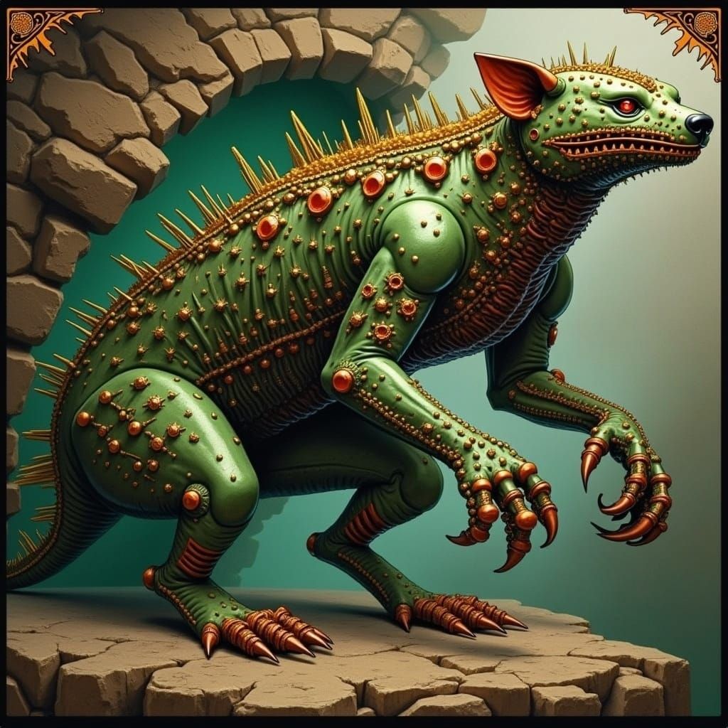 Demonic Sphinx-Badger Emerges, Junji Ito Style