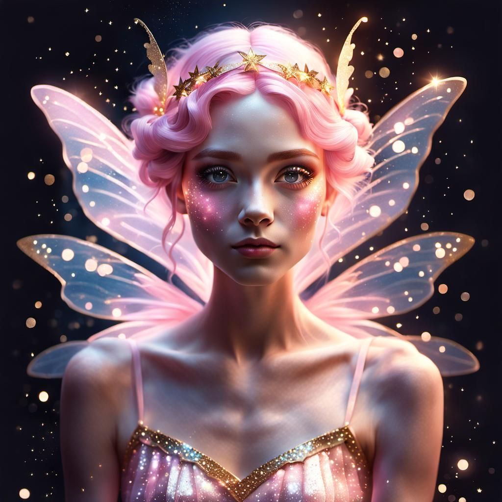 Pastel Pink Fairy in Dreamy Golden Light