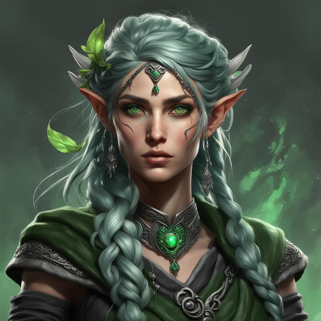Detailed Portrait of a Half-Elf Druid