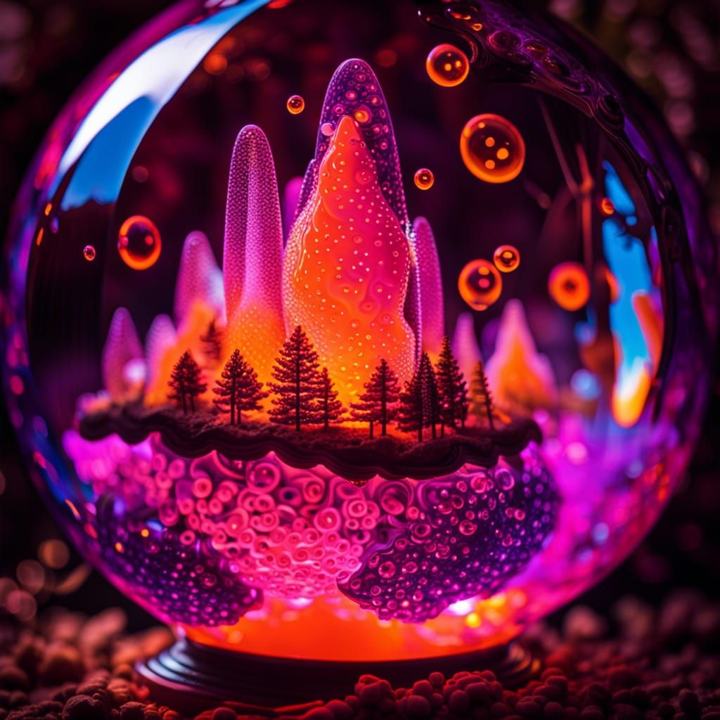 Neon Forest Lava Lamp in Crystal Ball