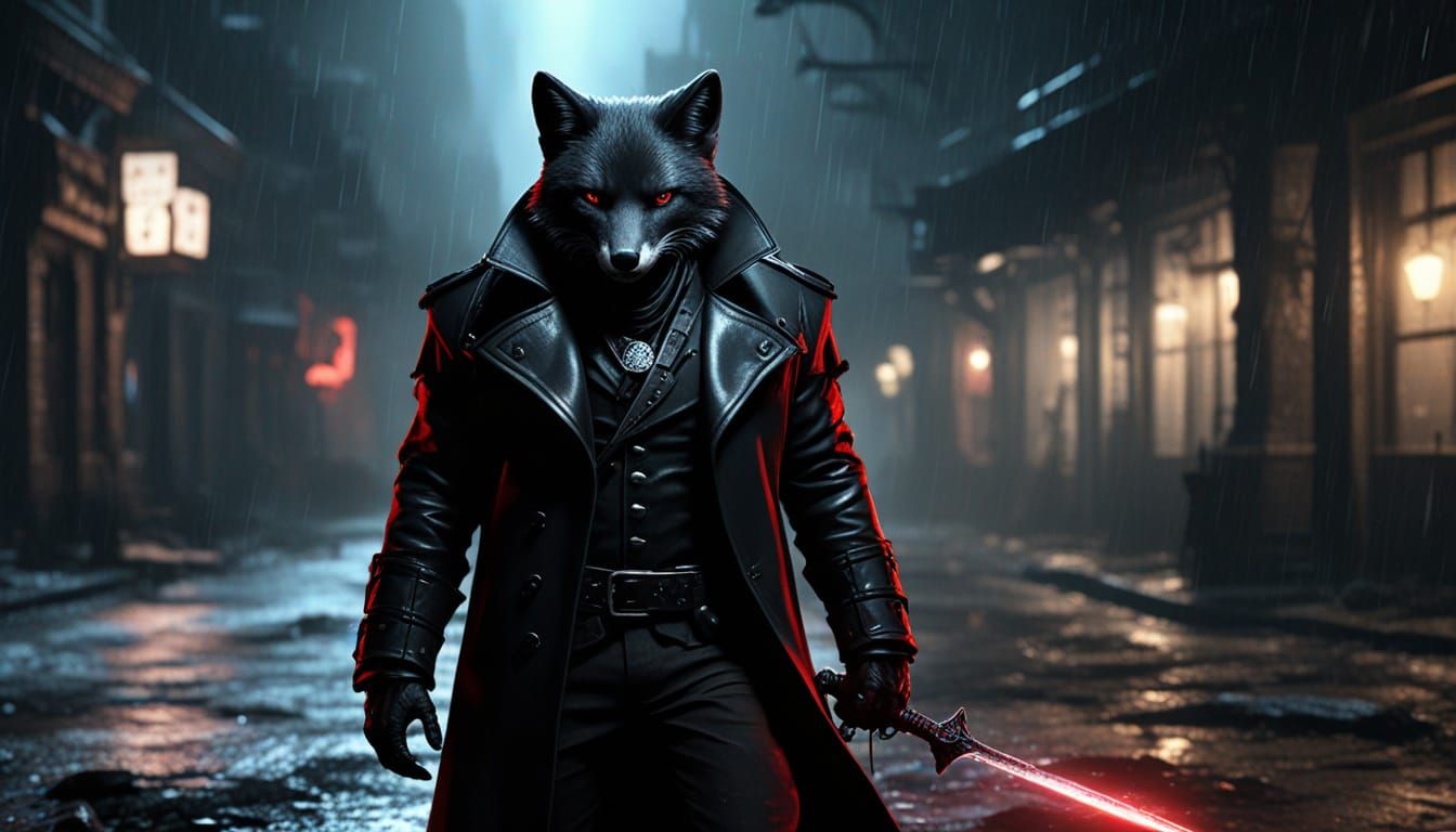 Anthropomorphic Fox Vampire Hunter Movie Poster in Digital M...