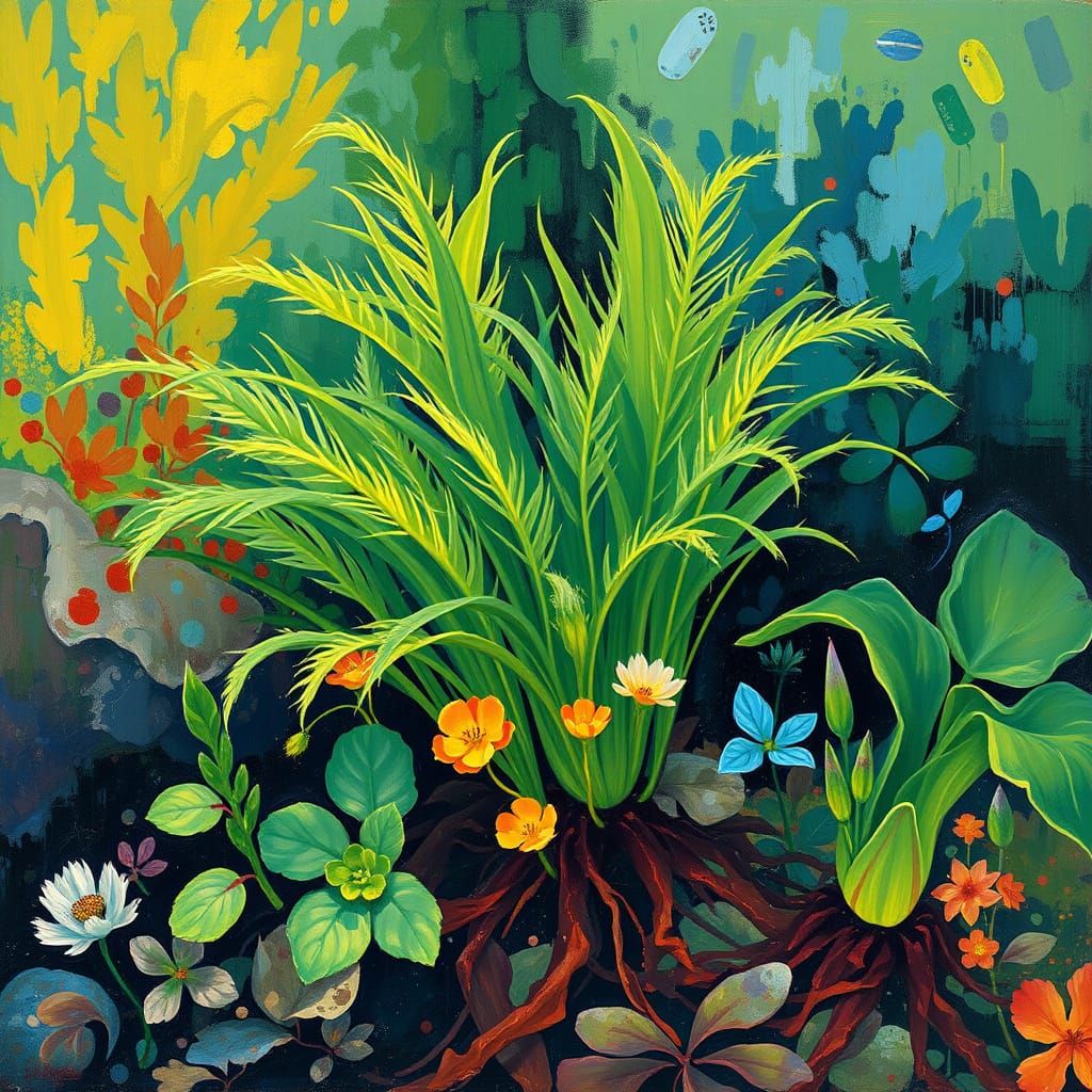 Lush Impressionist Botanicals in Vibrant Greenery