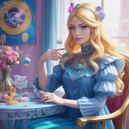 Colorful Tarot Reader in Candy Art Style