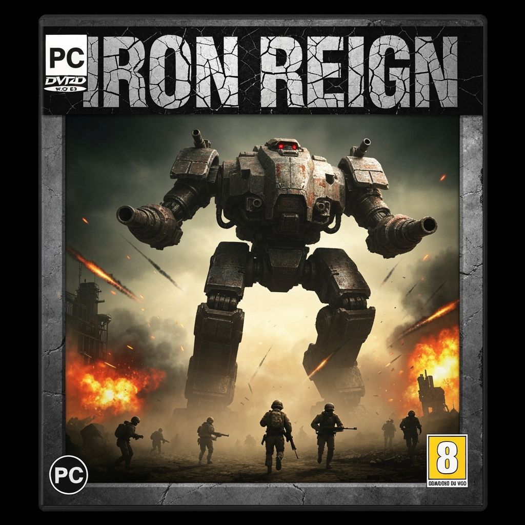 Gritty Mech War Game Cover: Iron Reign