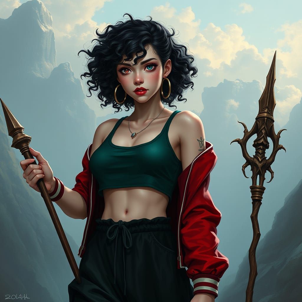 Fantasy Warrior with Heterochromia in Futuristic Realism