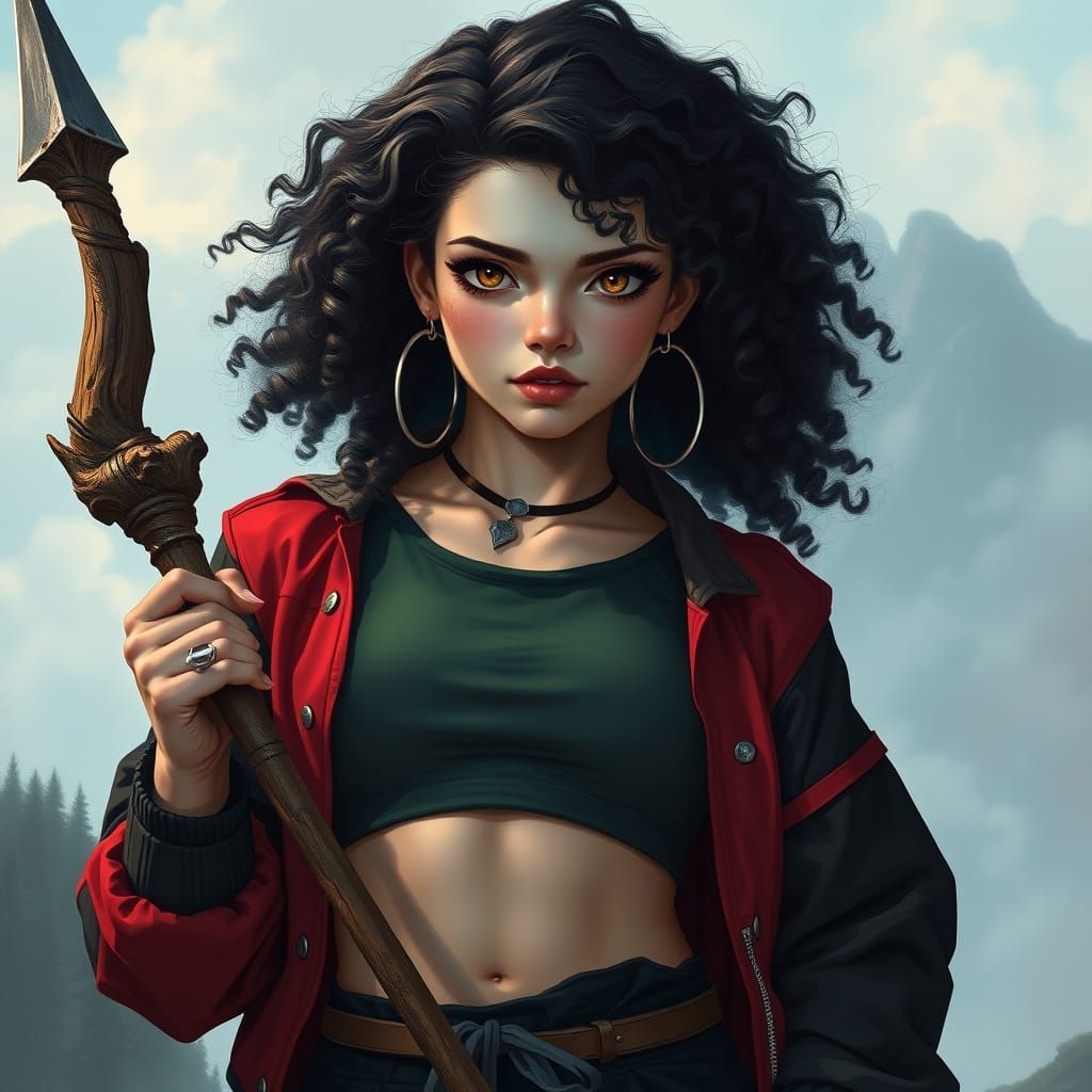 Fantasy Warrior with Heterochromia in Futuristic Realism