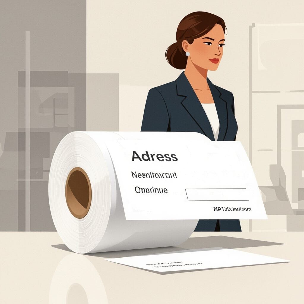 Modern Address Label Printing with Professional Woman