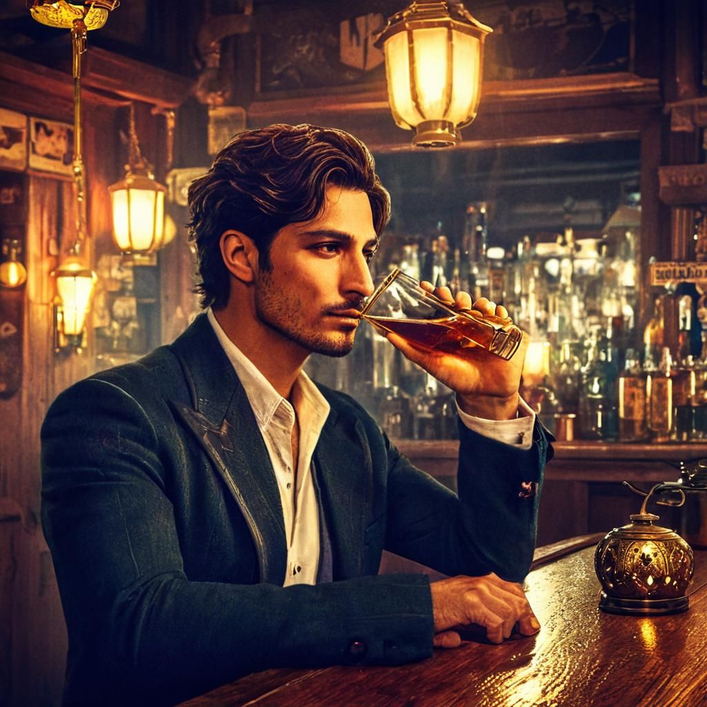 1930s New Orleans Man at Bar, 3D Anime Art