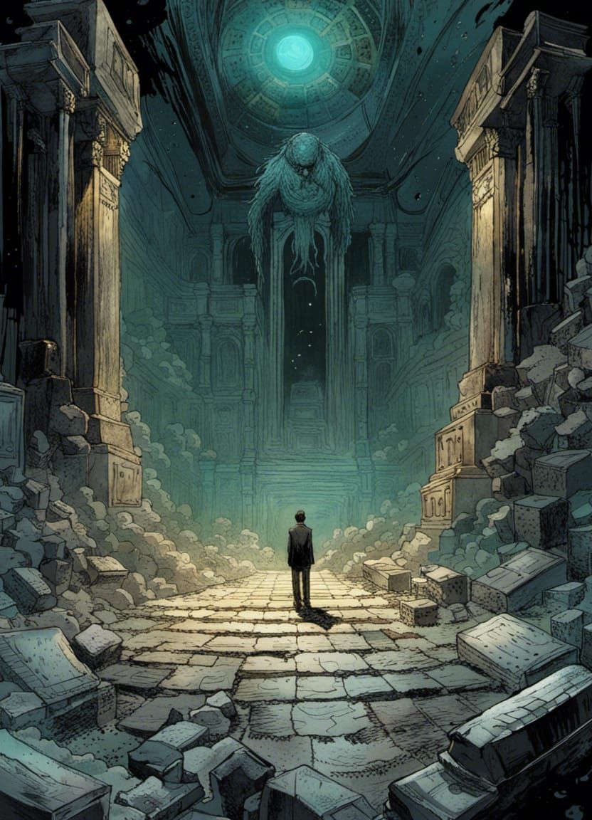 Cosmic Horror Necropolis: Dark Fantasy Anime Art