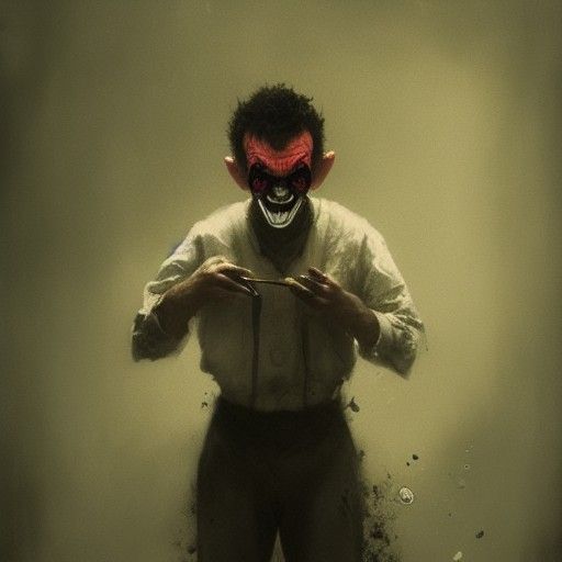 Sinister Performing Clown in Dark Fantasy Style