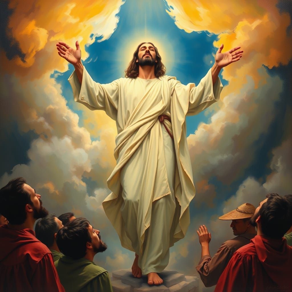 Ascension of Jesus Christ as mentioned in Gospels & Acts of the Apostles.