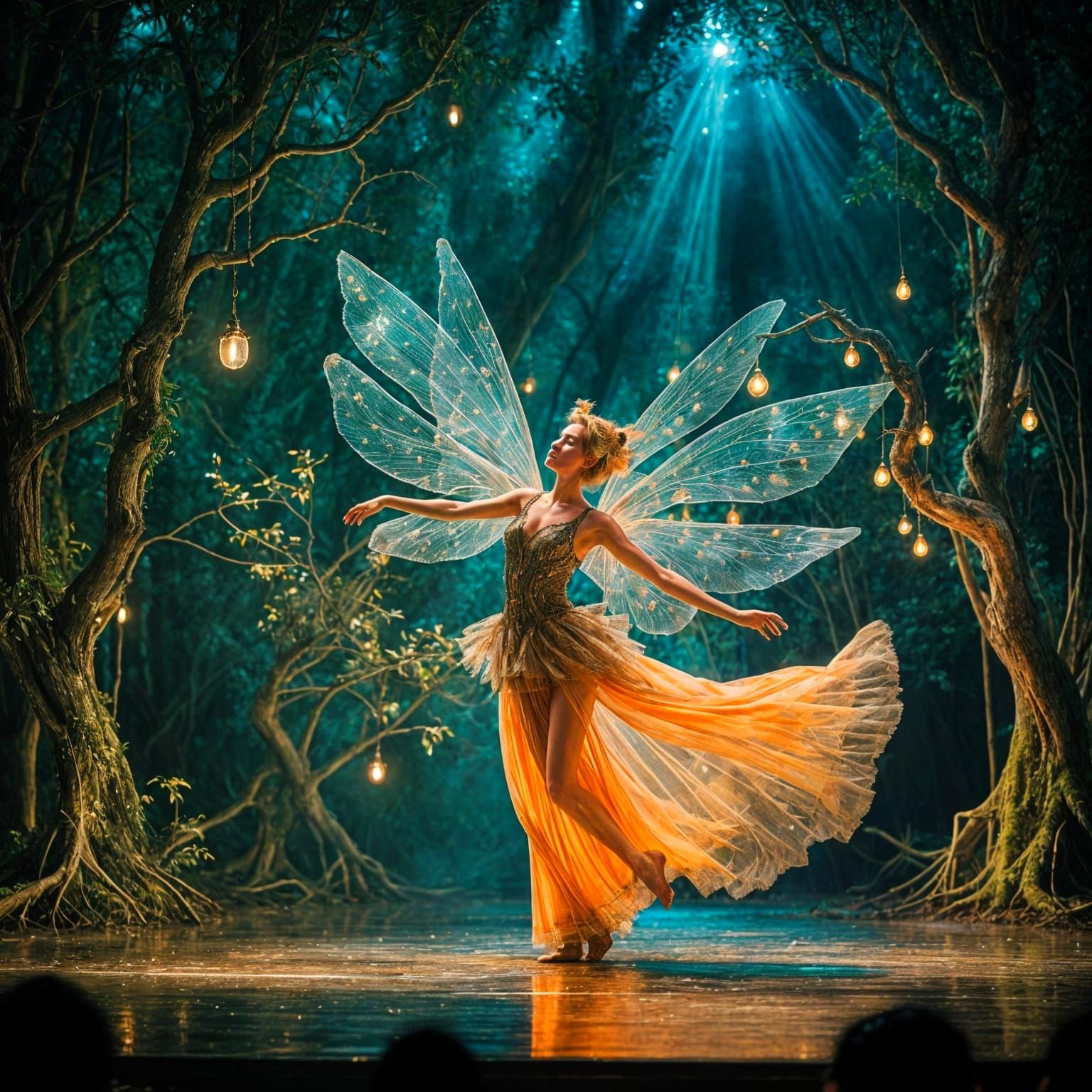Enchanting Swamp Fairy Dance on Moonlit Stage