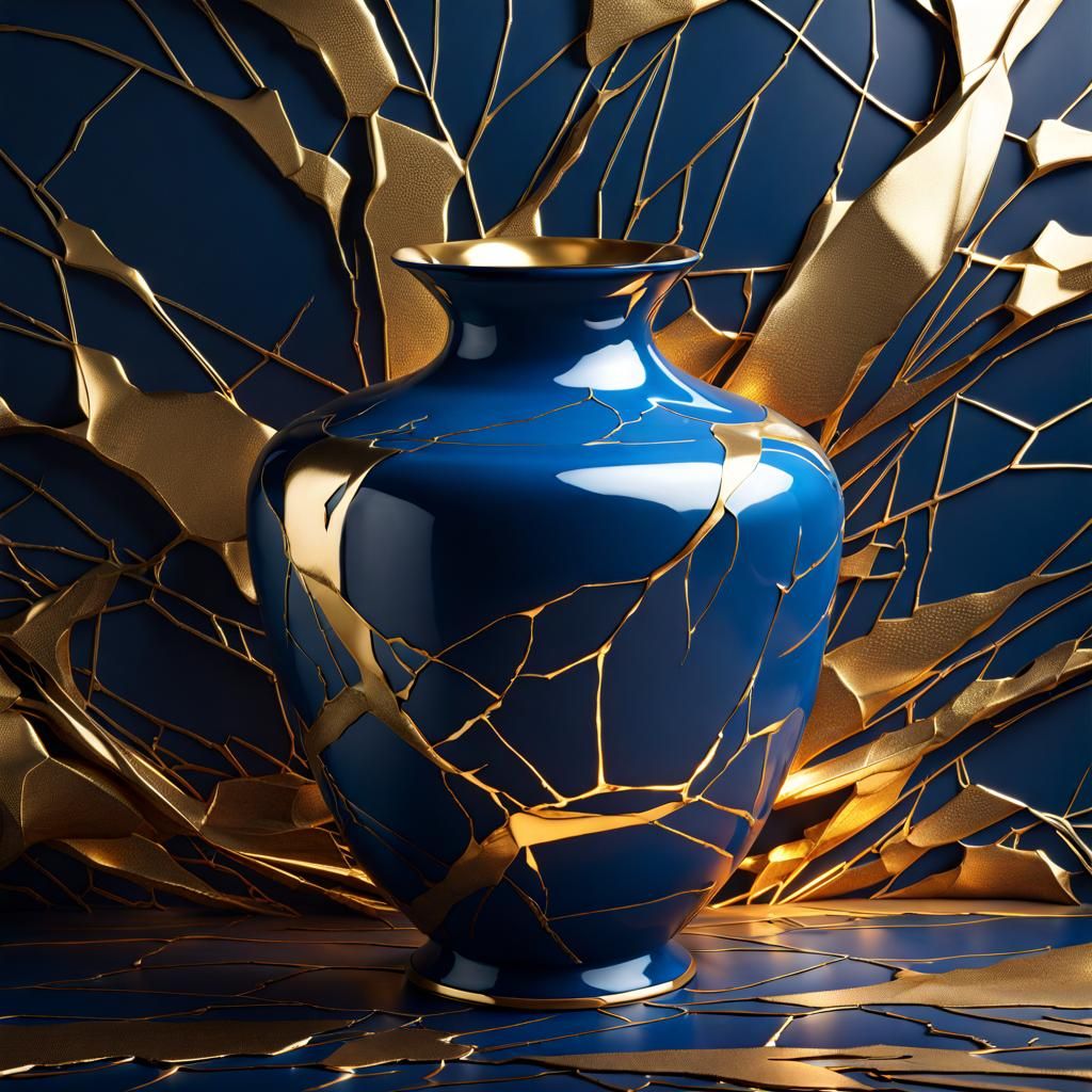 Kintsugi Vase with Exploding Light