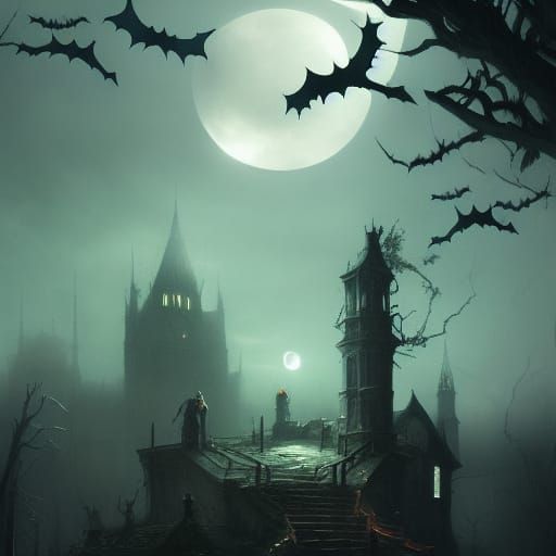 Ominous Halloween Ghosts in Dark Fantasy Style