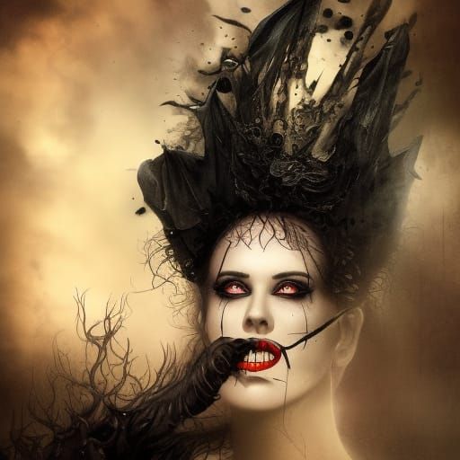 Black Dahlia's Macabre Awakening: Detailed Matte Painting