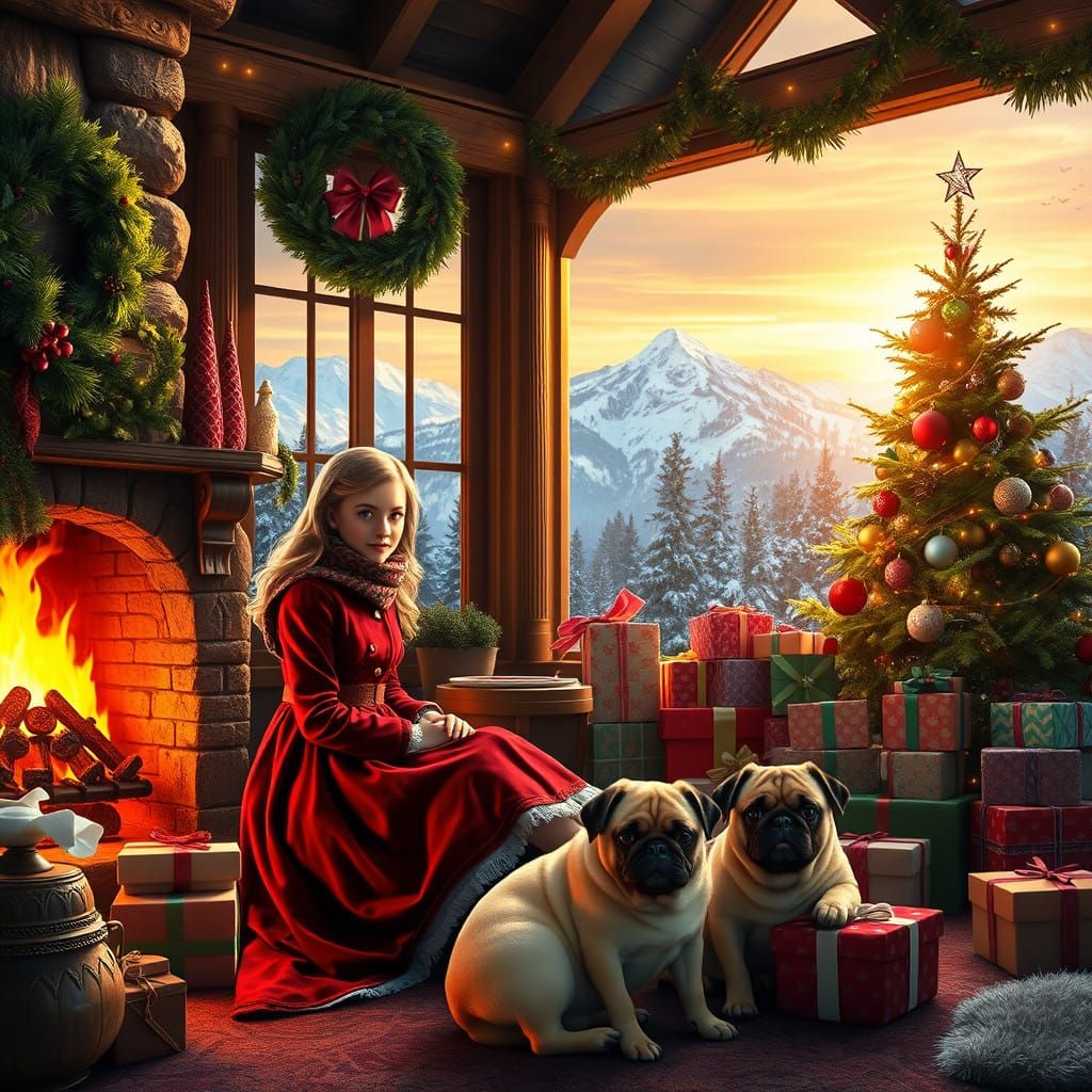 Whimsical Wonderland Winter Scene in Cozy Forest Cottage