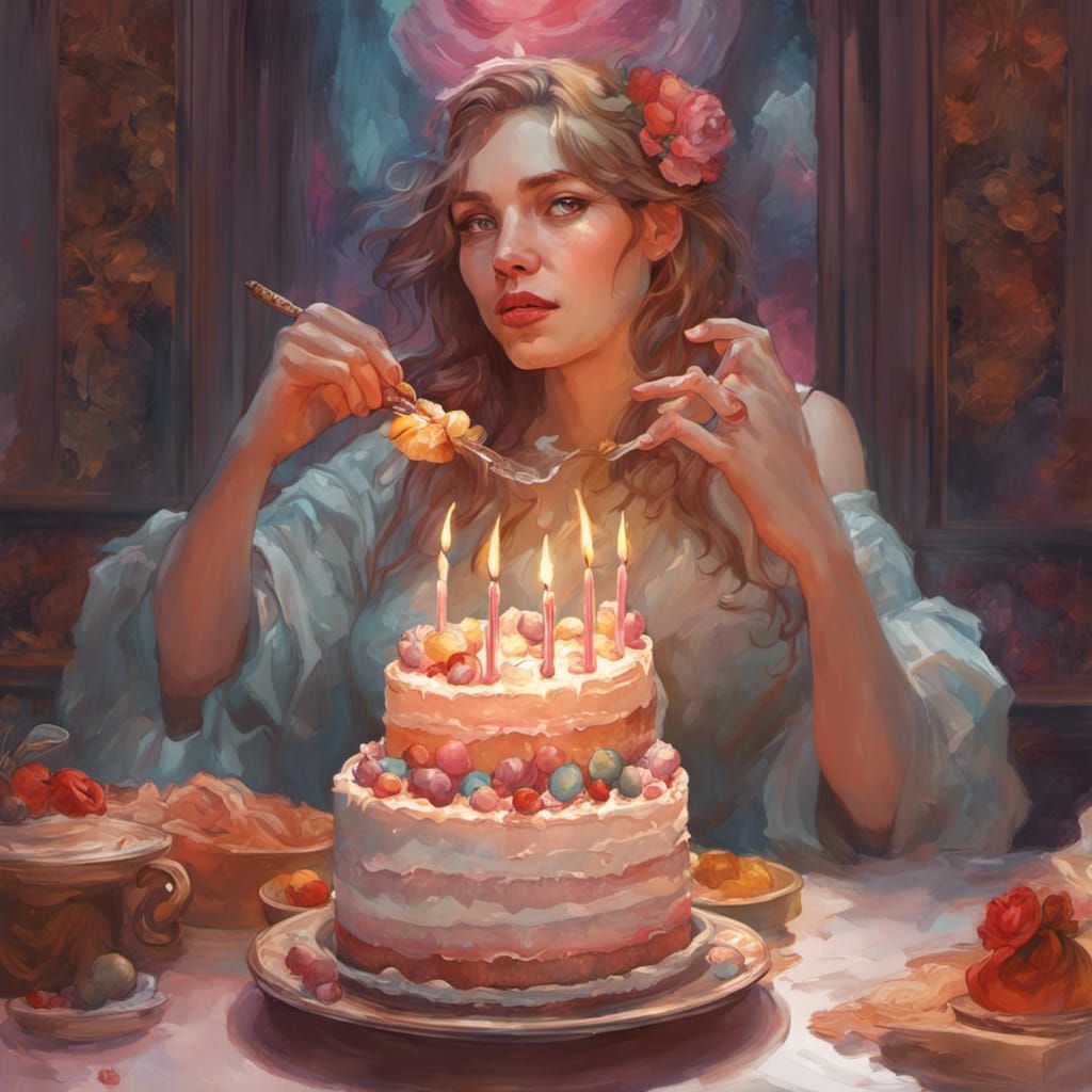 Woman Celebrates Birthday: Romantic Portrait in 8K