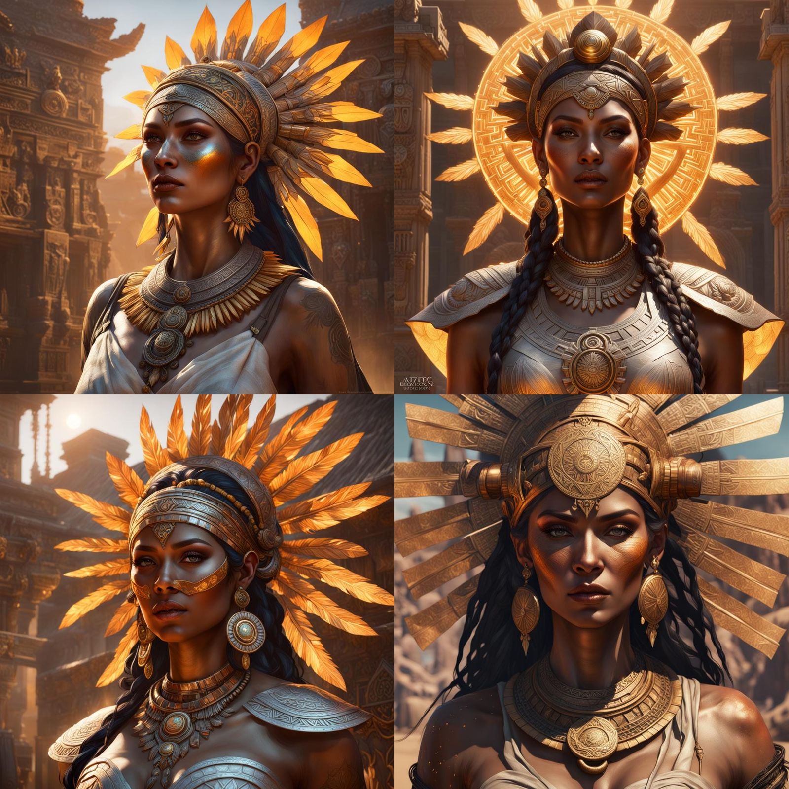 Eerie Aztec Sun Goddess in Photorealistic Style