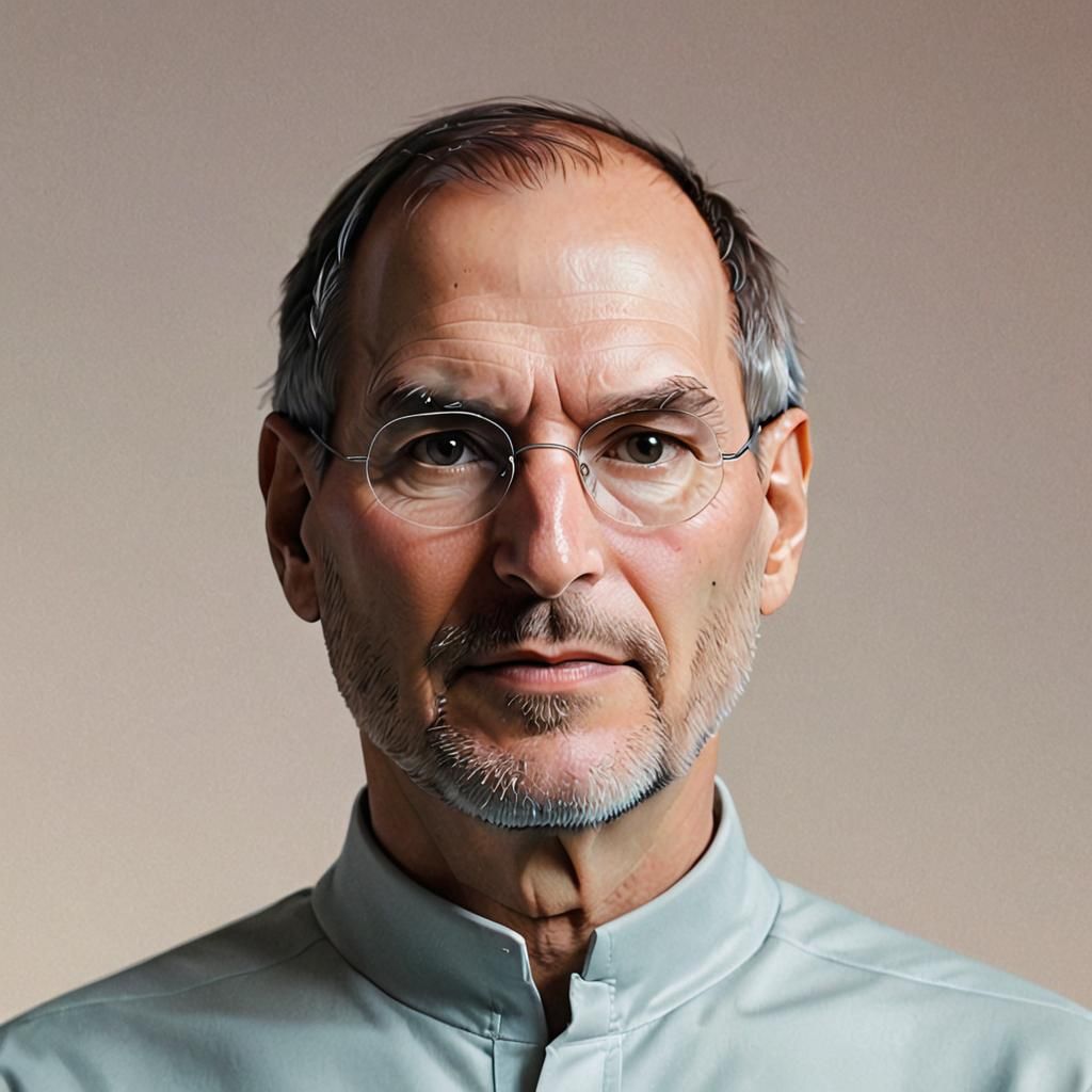 Steve Jobs Low-Poly Portrait in Minimalist Style