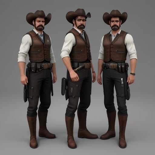 Sheriff in 3D Anime Art Style with Cinematic Lighting