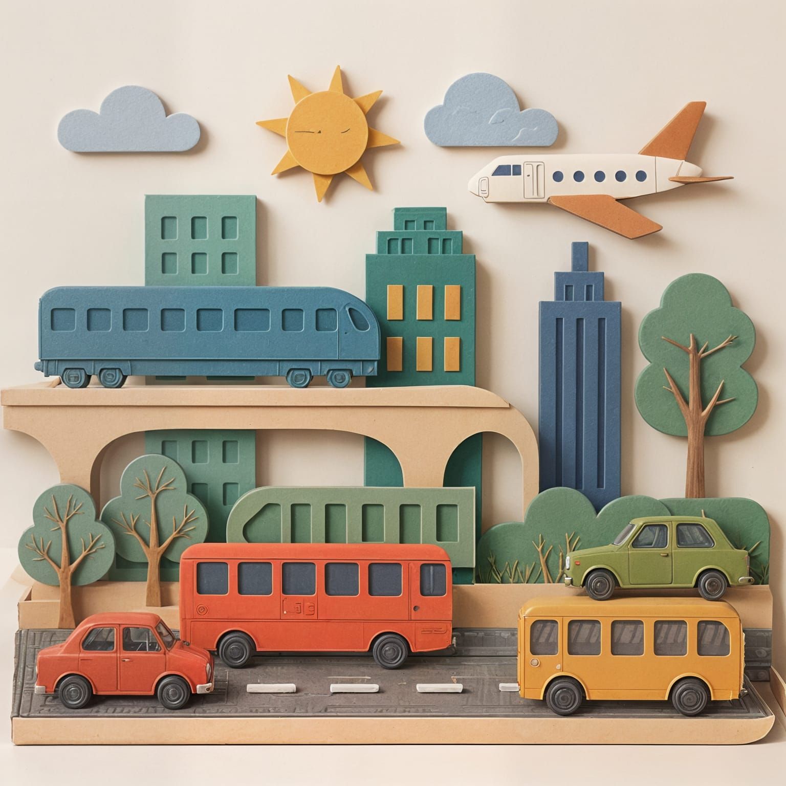 Colorful 3D Model of City Transportation