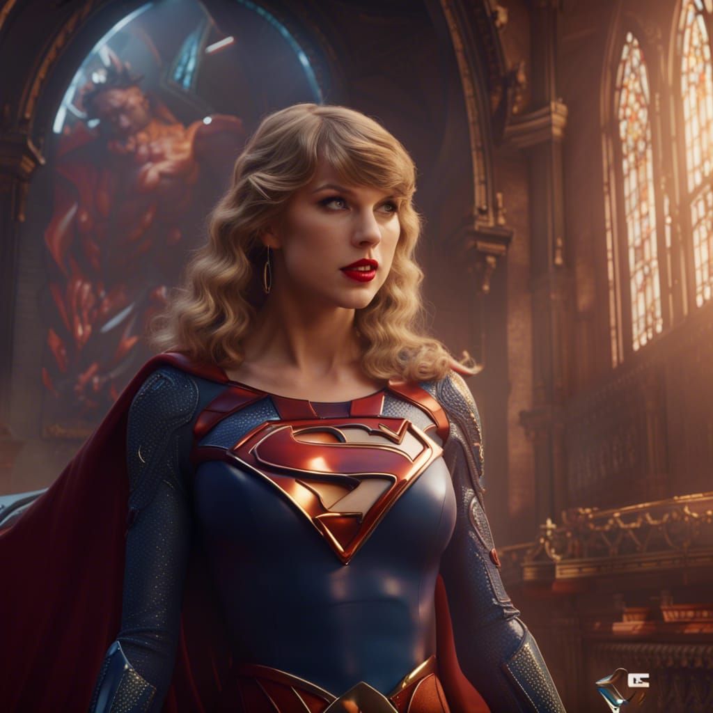 Taylor Swift Worshipping DC Comics Logo: Fantasy Art