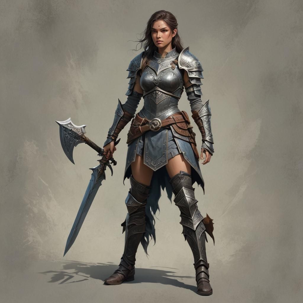 Young Woman as a Fantasy Warrior