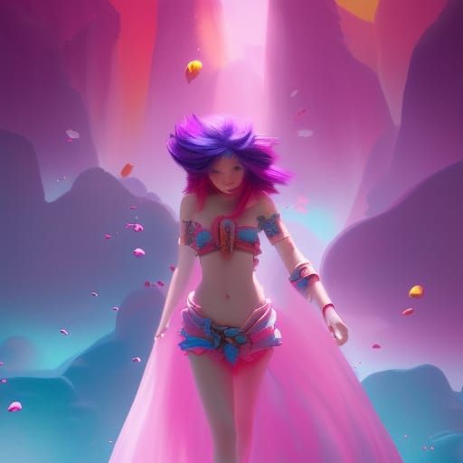 Colorful Girl: Detailed Matte Painting in Fantasy Art