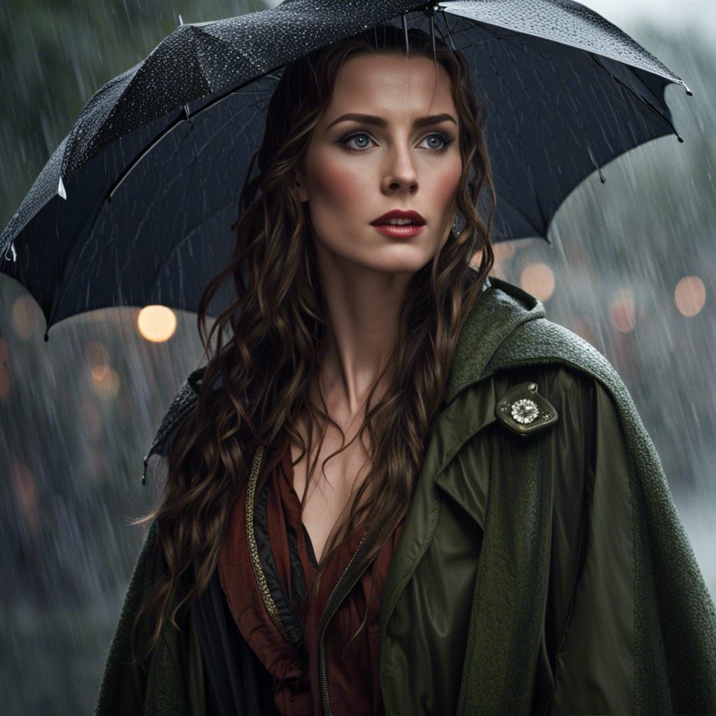 Gaelic Beauty in Rain: A Realistic Portrait