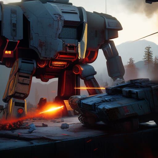Battletech Mechs Clash in Urban Warfare