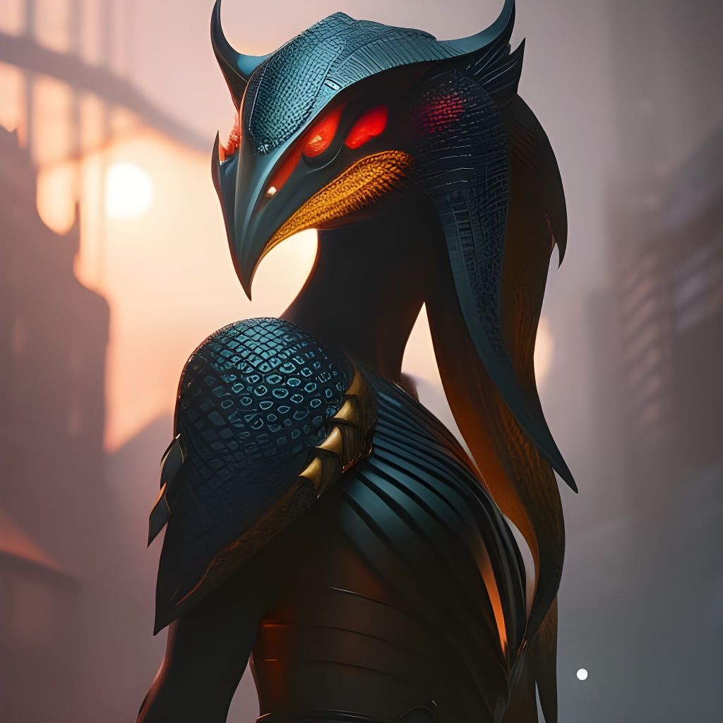 Anthropomorphic Dragon in Jungle, Digital Art