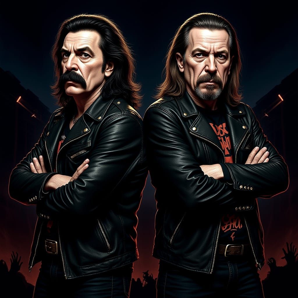 Ozzy Osbourne and Lemmy Kilmister in Ralph Steadman Style