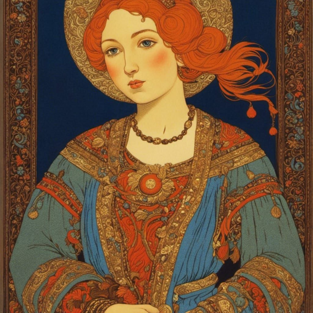 Cinder Girl in Traditional Russian Folk Art Style