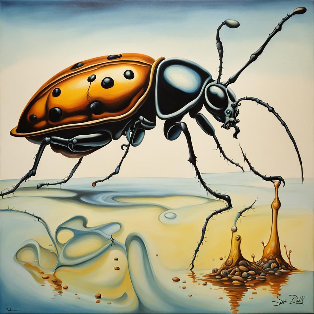 A Bug's Life: Surrealist Melting Oil Painting