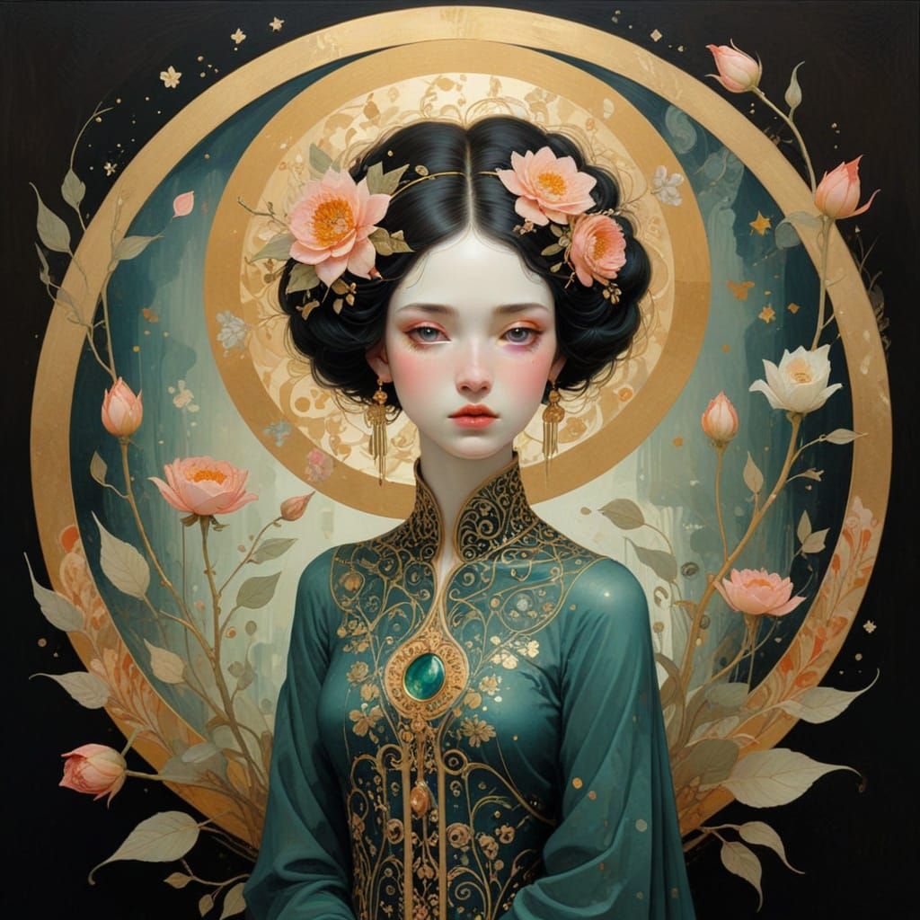 Innocent Beauty in Ethereal Gold