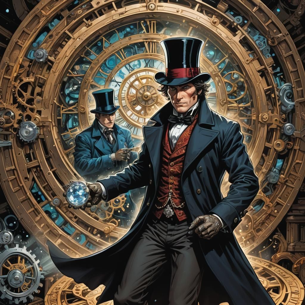 Thief in Time Tunnel: Dynamic Comic Book Art