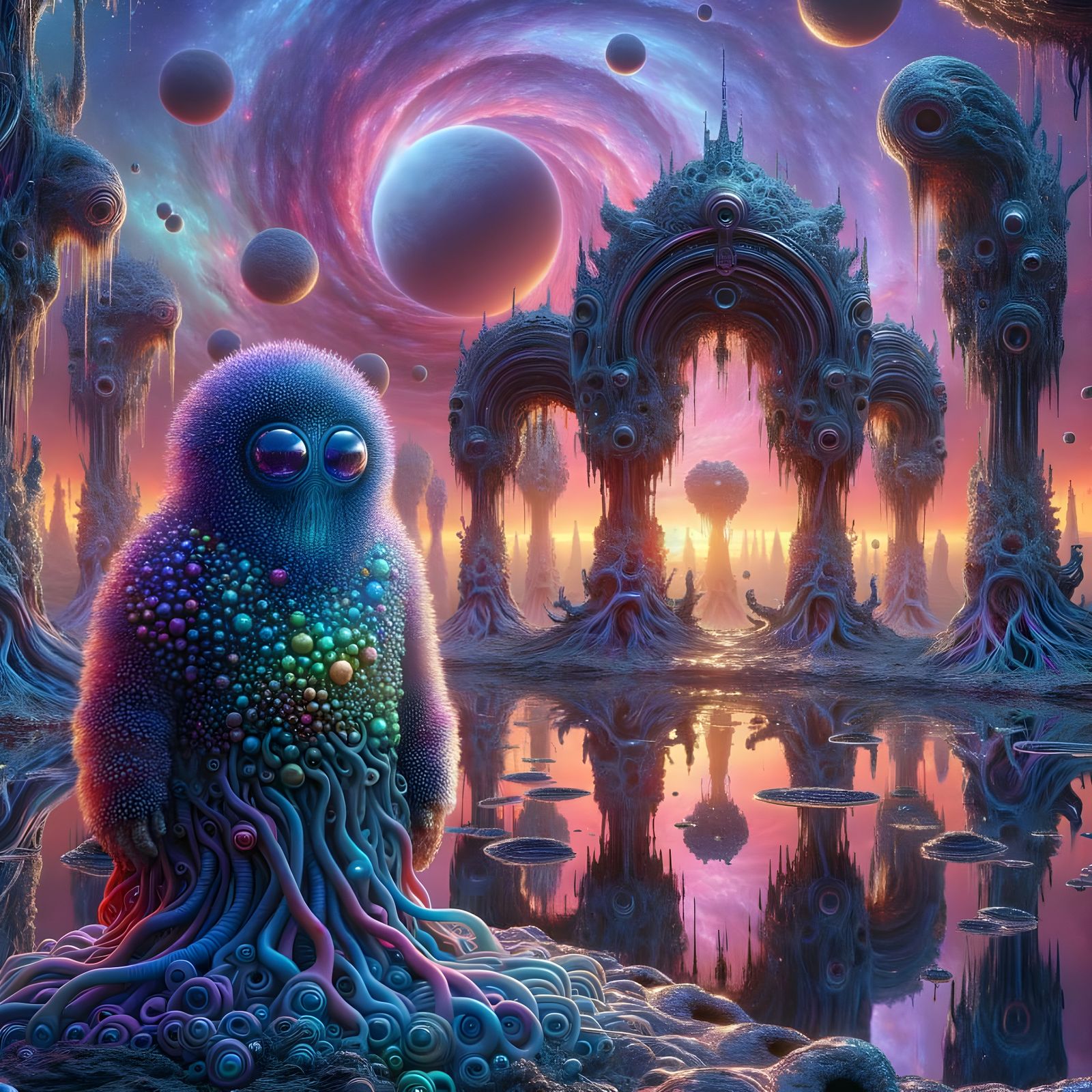 Ethereal Alien Landscape with Radiant Being