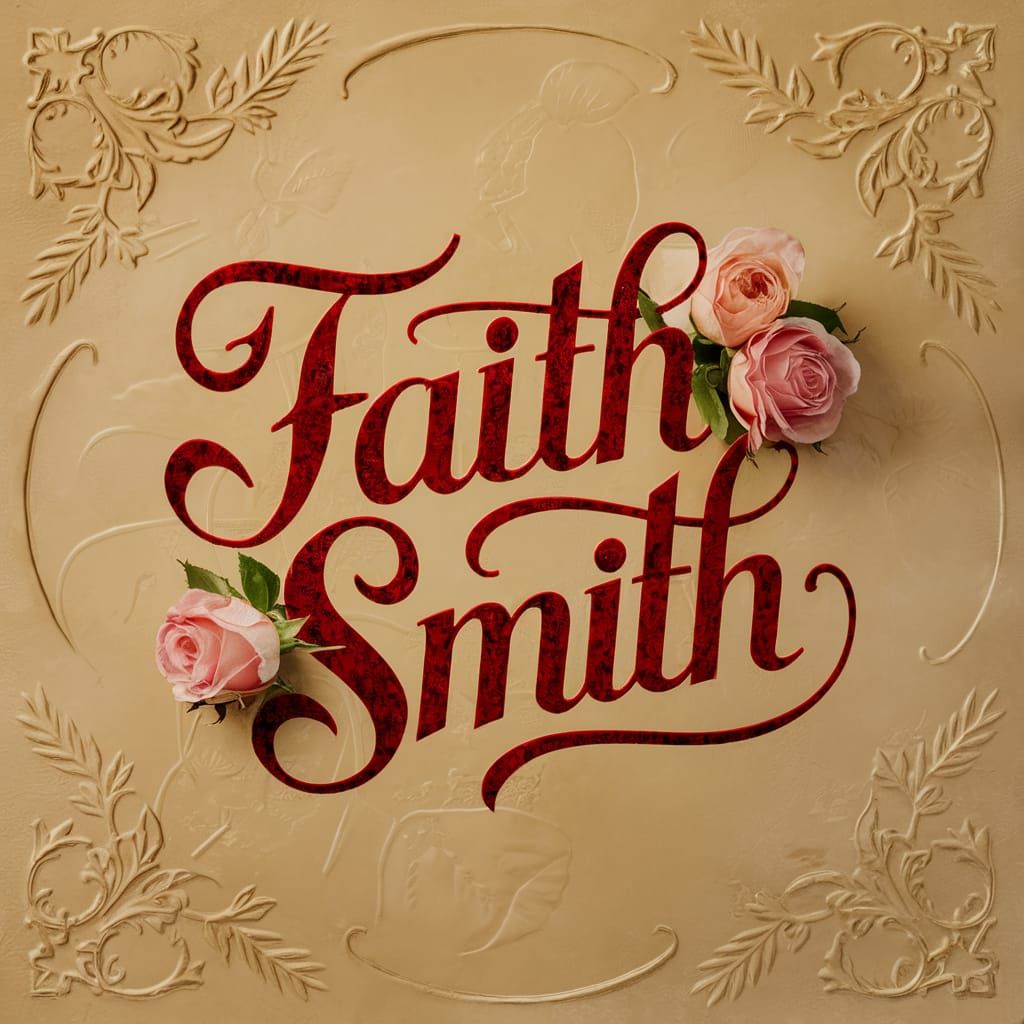 Elegant Old English Script with Roses