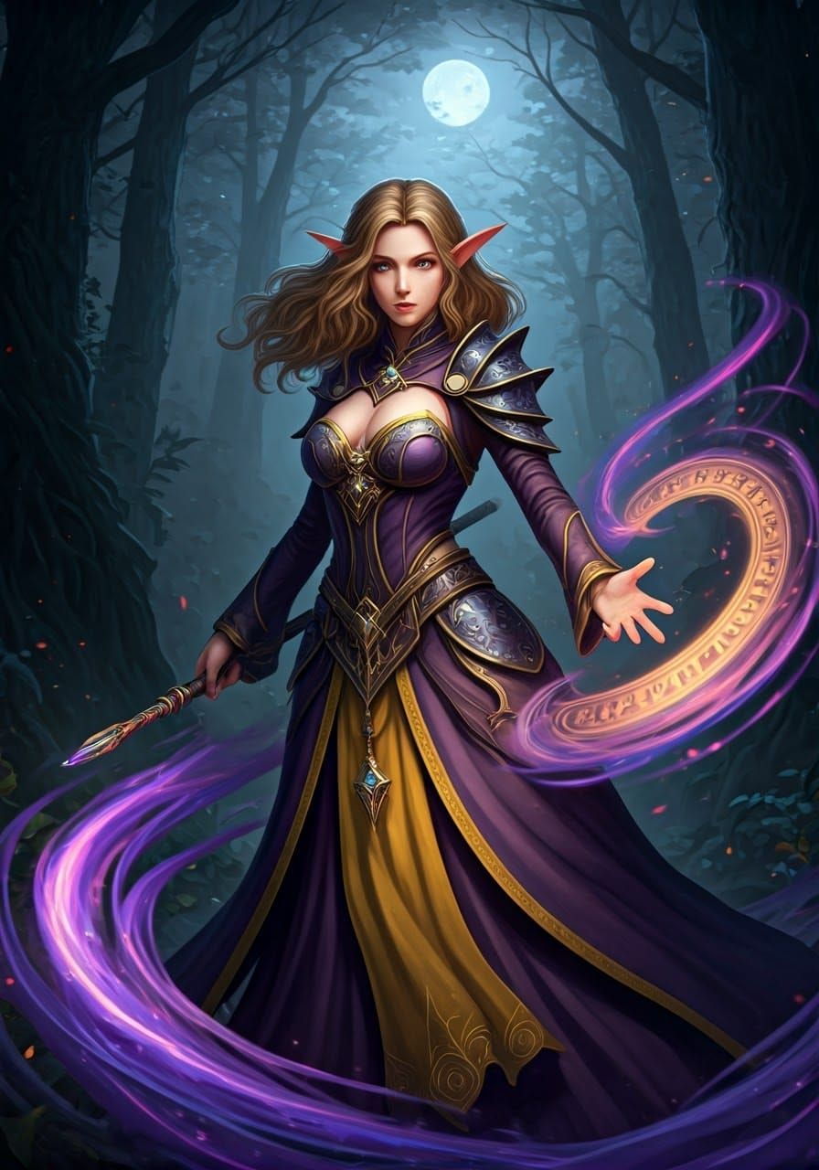 Ethereal Elven Sorceress in Dark Fantasy Art