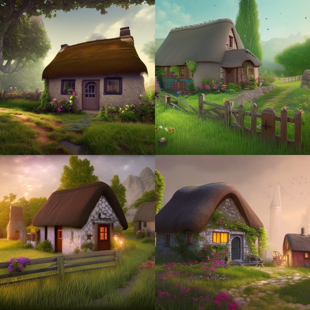 Charming Cottage in Farm Village: Fantasy Concept Art